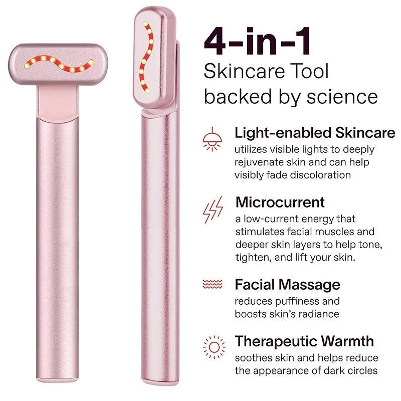 Red LED Light 4 in 1 Skincare Tool Wand