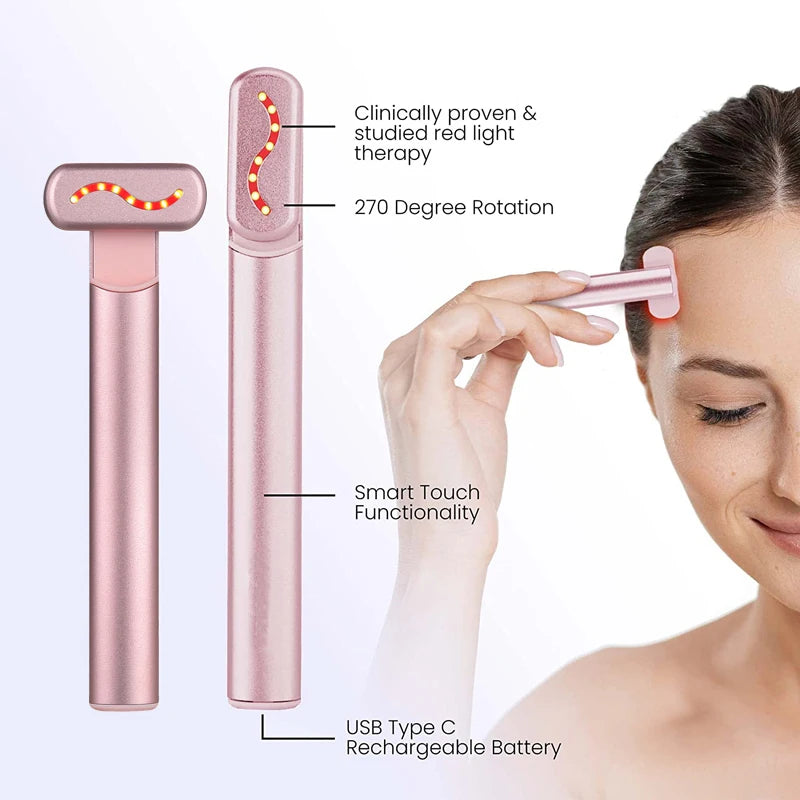 Red LED Light 4 in 1 Skincare Tool Wand